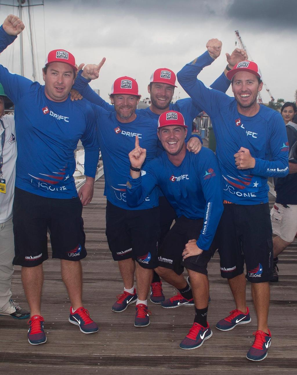 Taylor Canfeld and the crew of USone celebrate winning the Alpari World Match Racing Tour.  ©  OnEdition / WMRT http://wmrt.com/